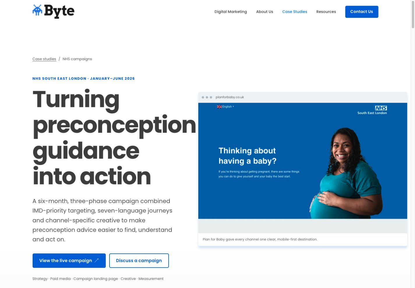 Preview of Byte Digital’s South East London preconception campaign case study