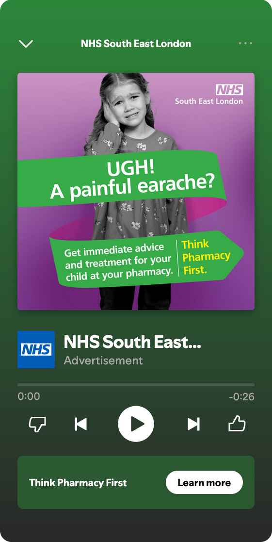 Pharmacy First NHS Spotify Ad